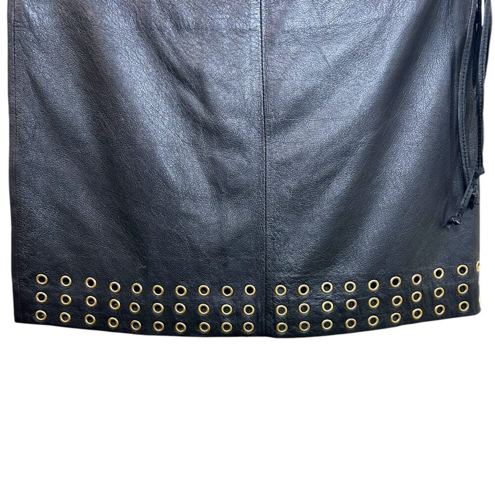 Rat & Boa, Women's Leather Grommet Mini Skirt, Side Ties, Lace-Up, Black, Small - Picture 6 of 9